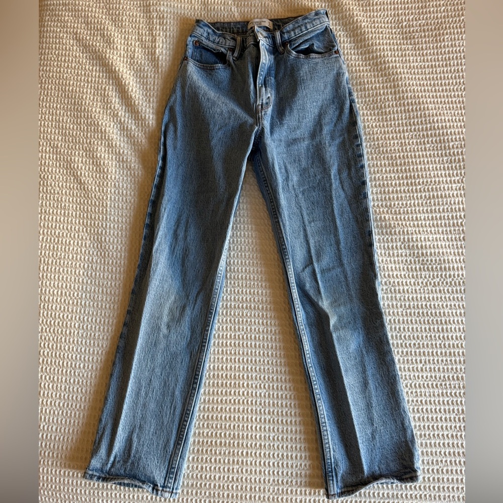 Abercrombie & Fitch Blue 90s Straight Ultra High Rise Jeans - Curve Love 27/4 S